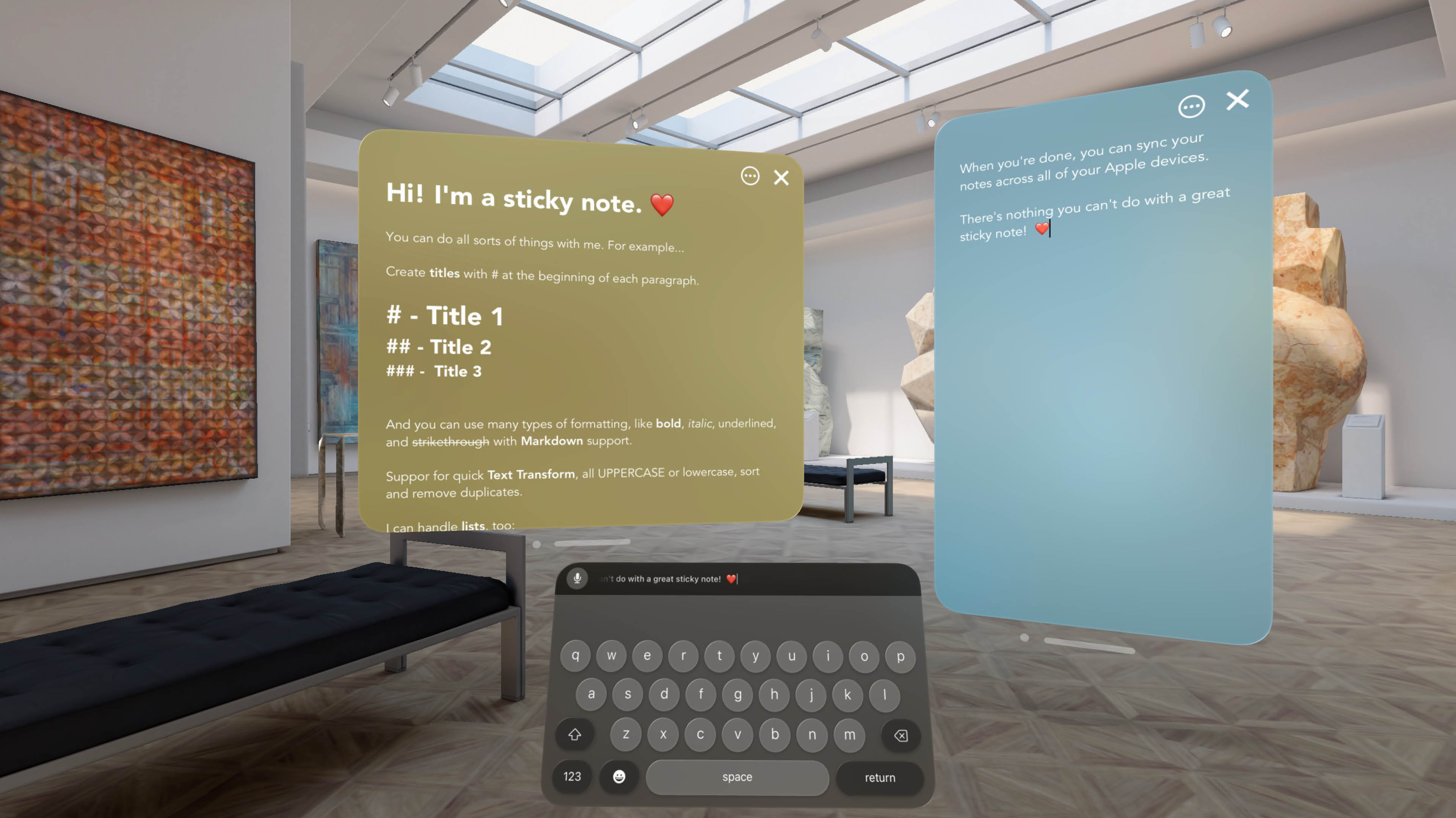 Memo Sticky Notes for Apple Vision Pro