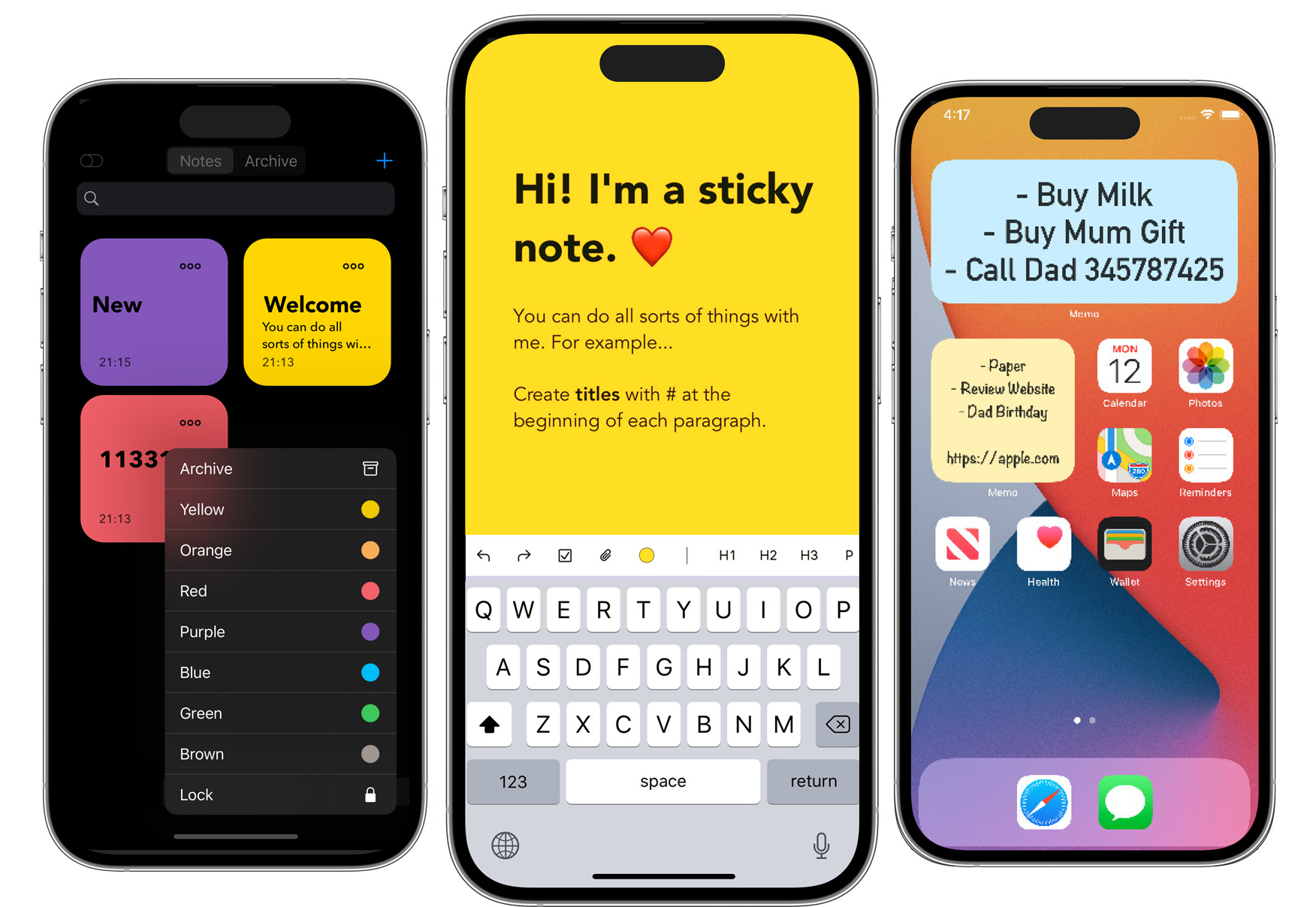 Memo Sticky Notes for iPhone